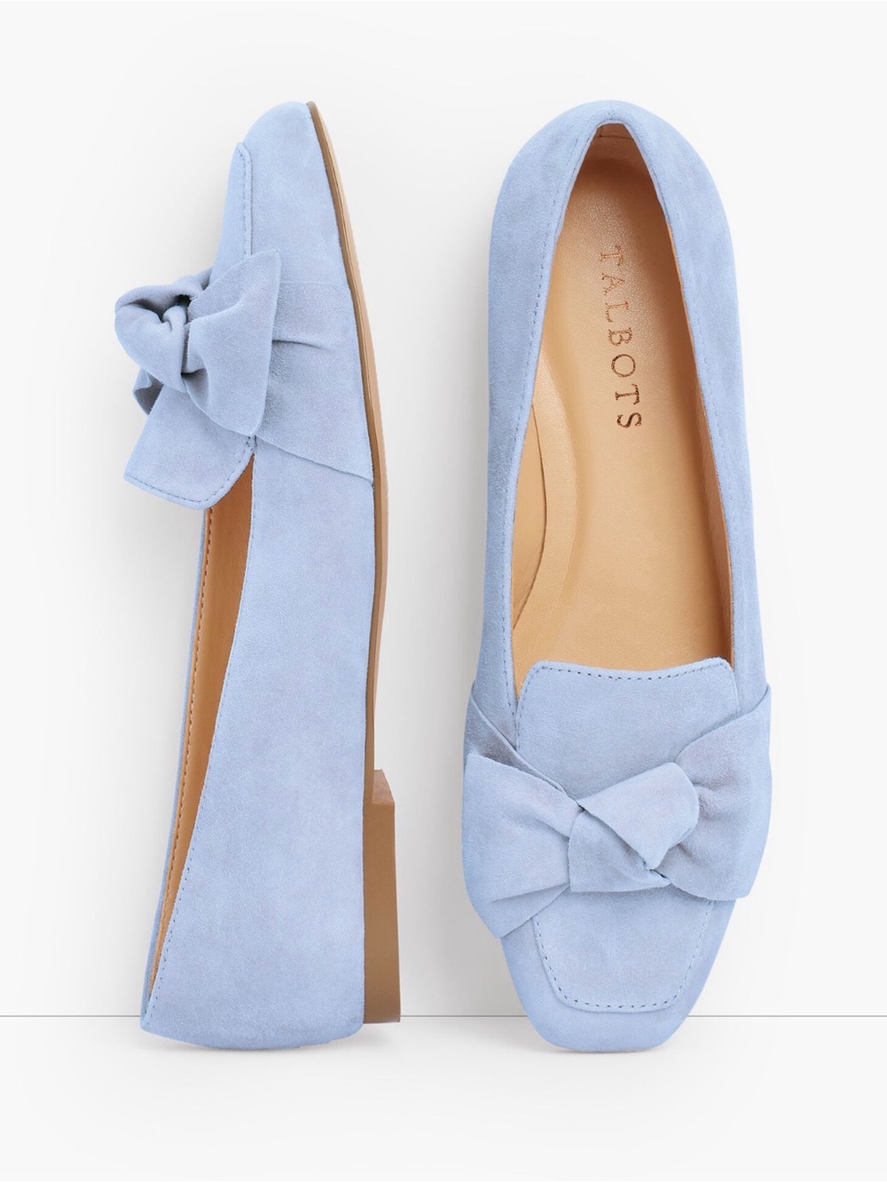 Talbots Powder Blue Suede Bow Loafers for Women